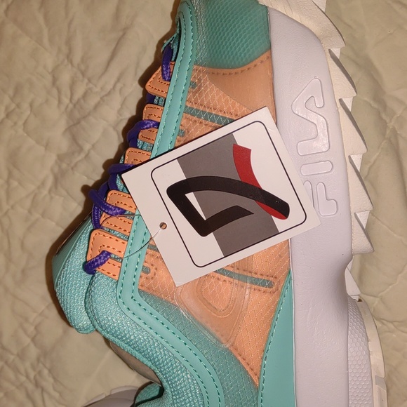 👣FILA Disruptor II 💖Monomesh Turquoise Sneakers footwear size 7 or 8 - Picture 12 of 14